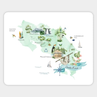 Illustrated Map of Costa Rica Magnet